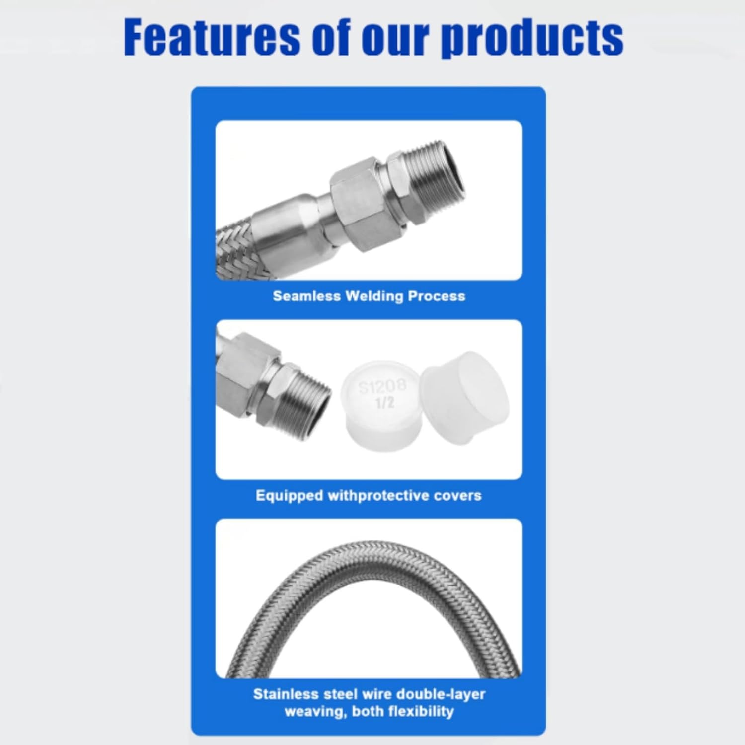 Industrial Grade Compressor Jumper hose,1/2" NPT Male 20" Long, 450 PSI 750°F High Temp, Flexible Stainless Steel Braided Hose with Swivel Adapters for Pump to Tank Line