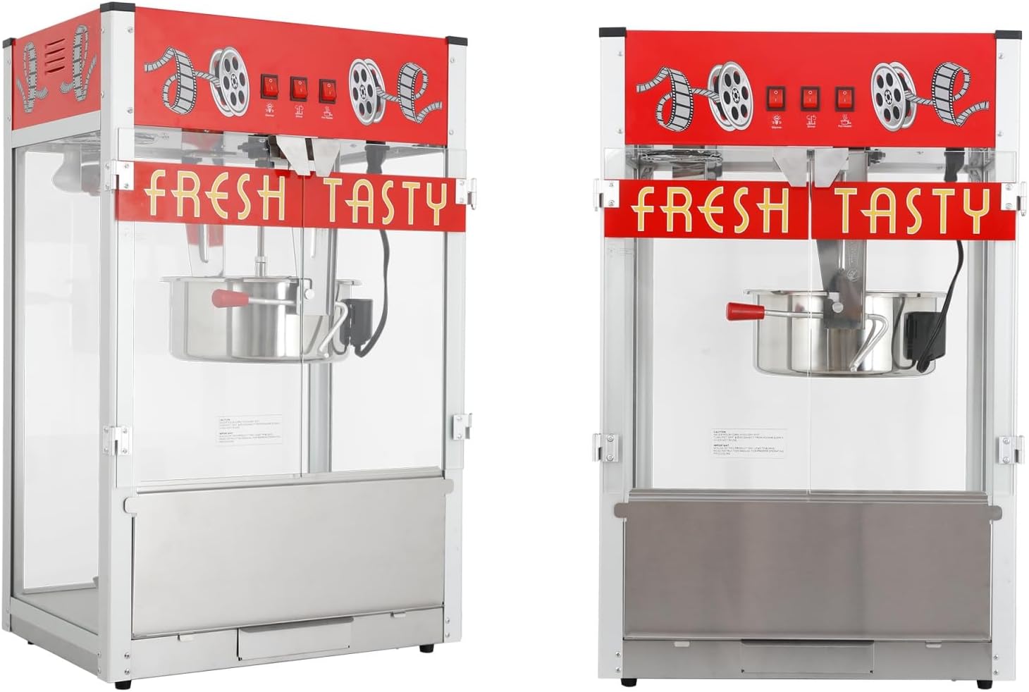 30Oz Commercial Popcorn Machine, Red Popcorn Machine, 21.65"W×14.76"D×34.25"H Tabletop Movie Theater Popper with 1600W Stainless Steel Kettle, 3-Switch Control for Home/Theater/Parties