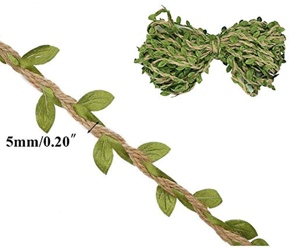 2 rollen 20 m kunstwijnstokken, bladlint, groene bladeren, kunstlint, slinger van klimopbladeren, voor decoratie van bruiloftsmuur, doe-het-zelf