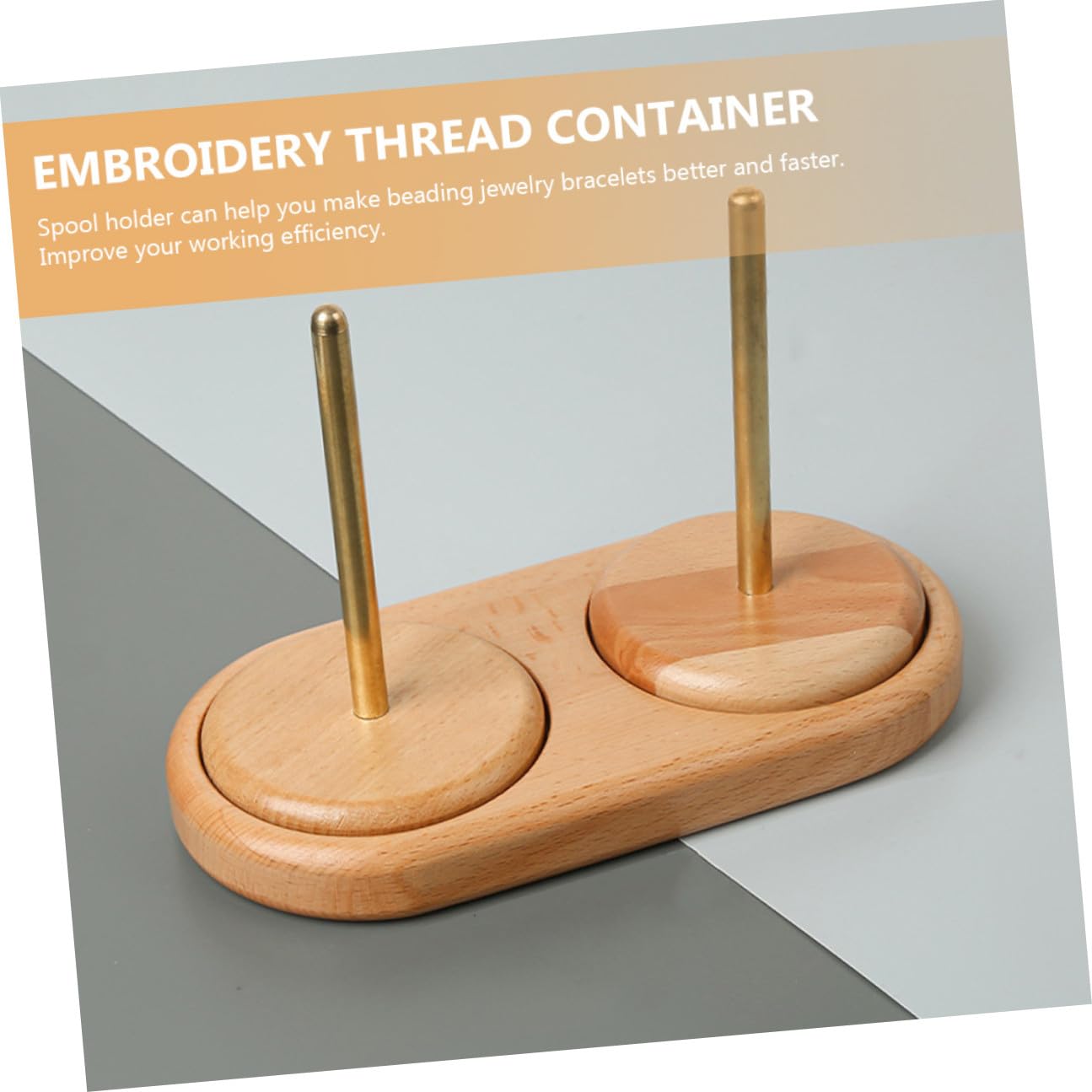 Alipis Portacarretes de Madera Doble Eje para Manualidades DIY Soporte Organizador de Hilos para Costura y Bordado Estante Portátil para Almacenamiento de Hilo de Lana Accesorio para