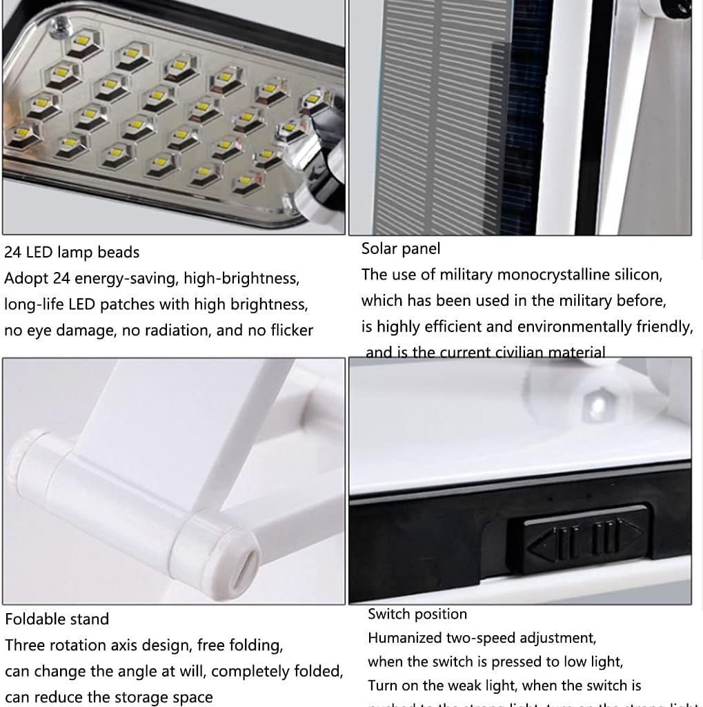 Lighting Tools Folding LED Desk Lamp Eye-Caring Table Lamp（Solar Charging） Desk Lamp with Plug Charging Port Button Control Indoor (Color : White)