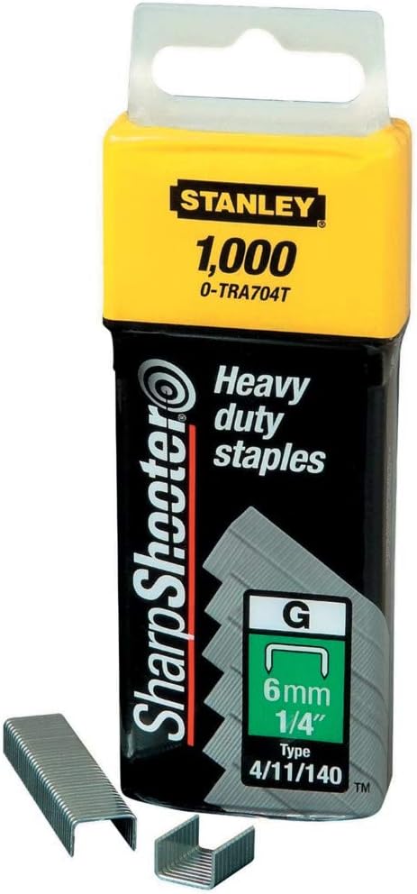 Stanley 1-TRA704T"Type G" Staples, Silver, 6 mm, Set of 1000 Piece , Yellow