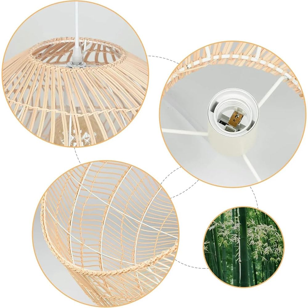 Beżowe lampy wiszące z rattanu nad wyspę kuchenną, żyrandol w stylu rustykalnym z ręcznie plecionym kloszem z wikliny, regulowana wysokość lampy wiszącej w stylu boho do wyspy kuchennej/jadalni/sypial