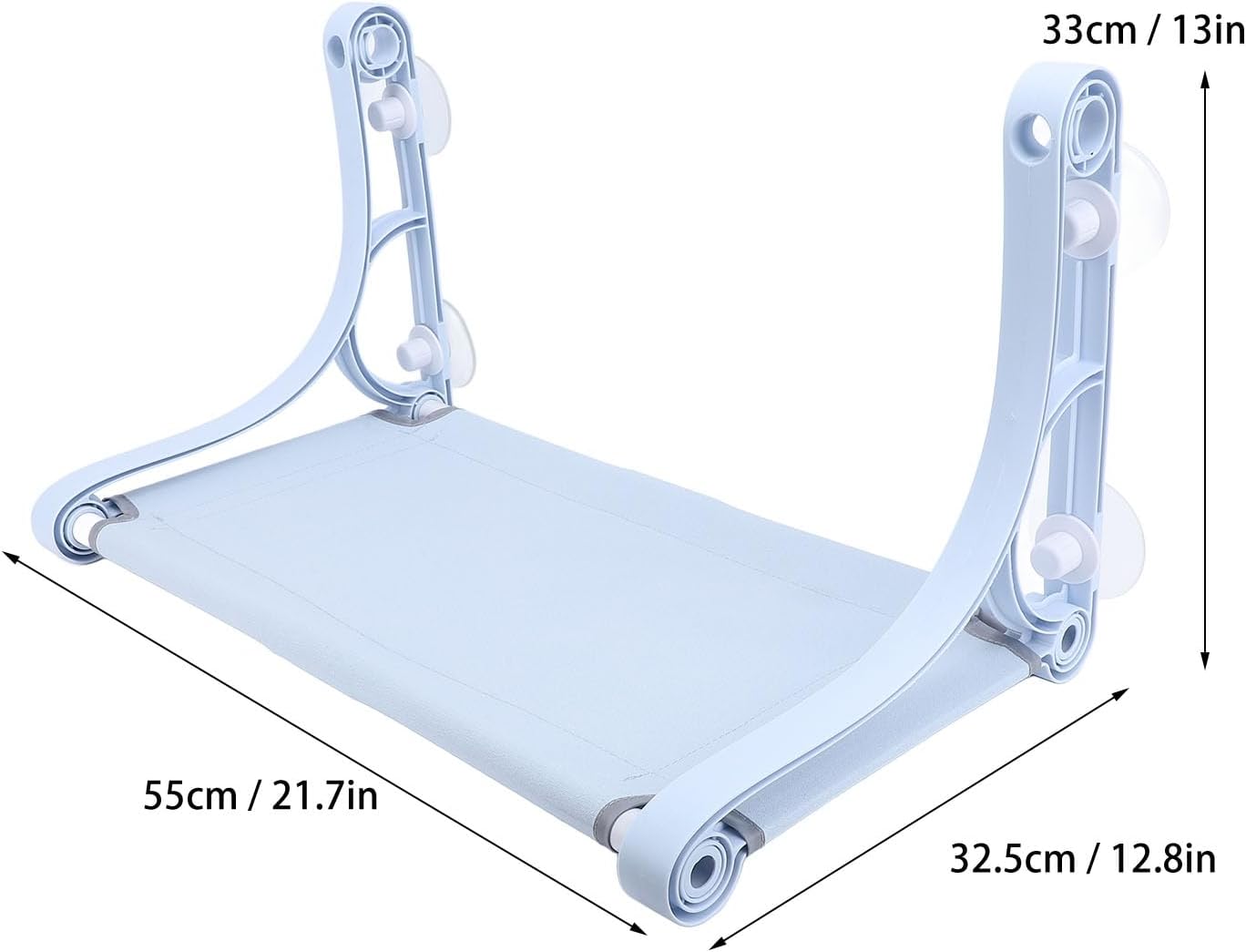 Cordless Cat Window Perch Stable Triangle Structure Blue Window Hammock with 4 Strong Suction Cups Reversible Cover Foldable Cat Beds for Indoor Cats (Blue)