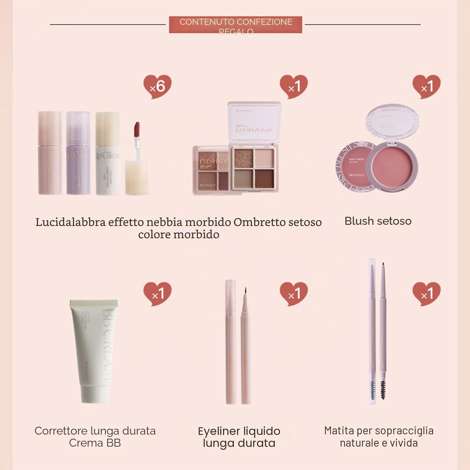 EONFAVE All In 1 Set Trucco, 11 Pezzi, Set Regalo Trucco, Lucidalabbra, Blush, Palette Ombretti, Matita Sopracciglia, Eyeliner, BB Cream, Setoso Morbido, Per Regali Perfetti, Multicolore, Unisex