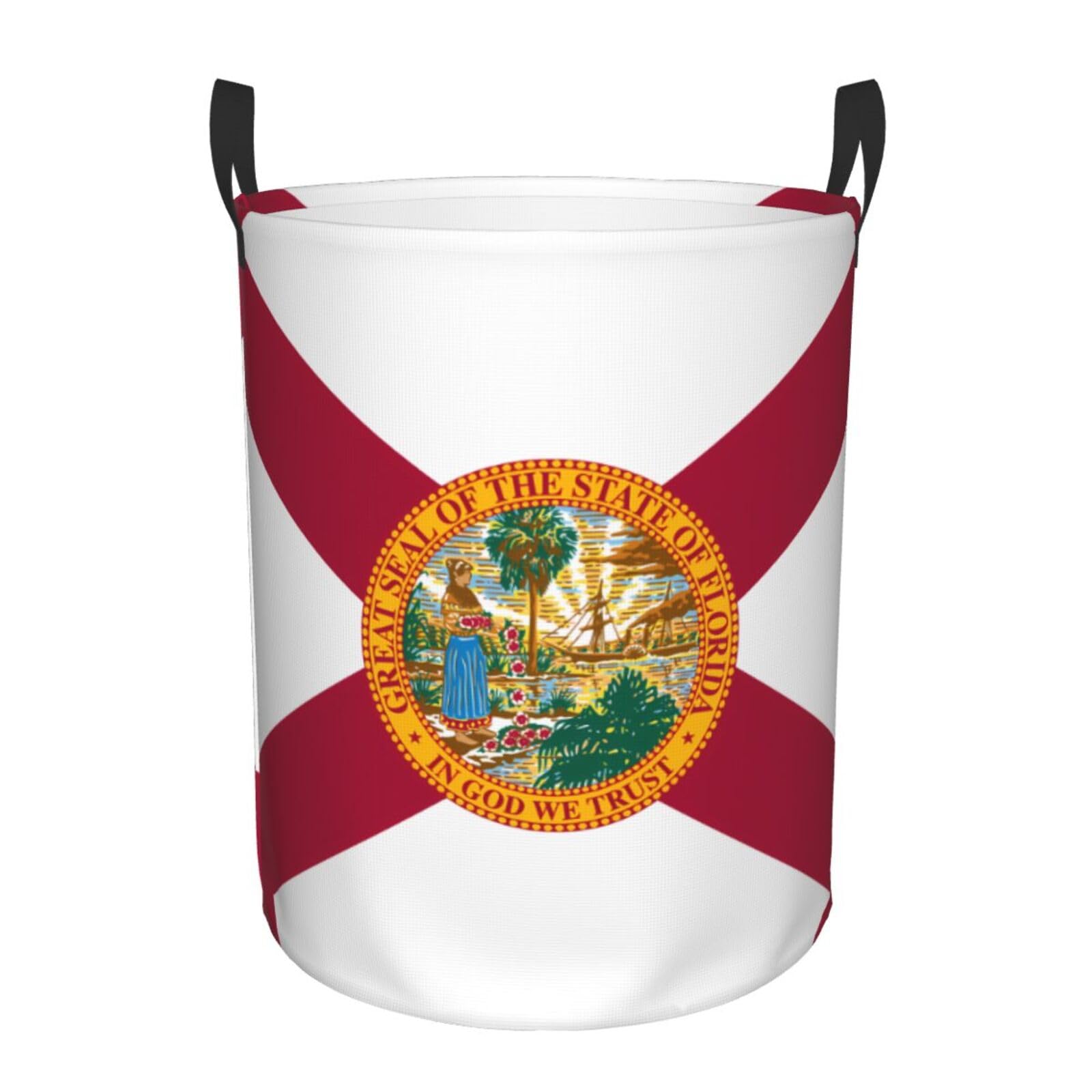 M Collapsible Flag of Florida Print Circular Hamper Round