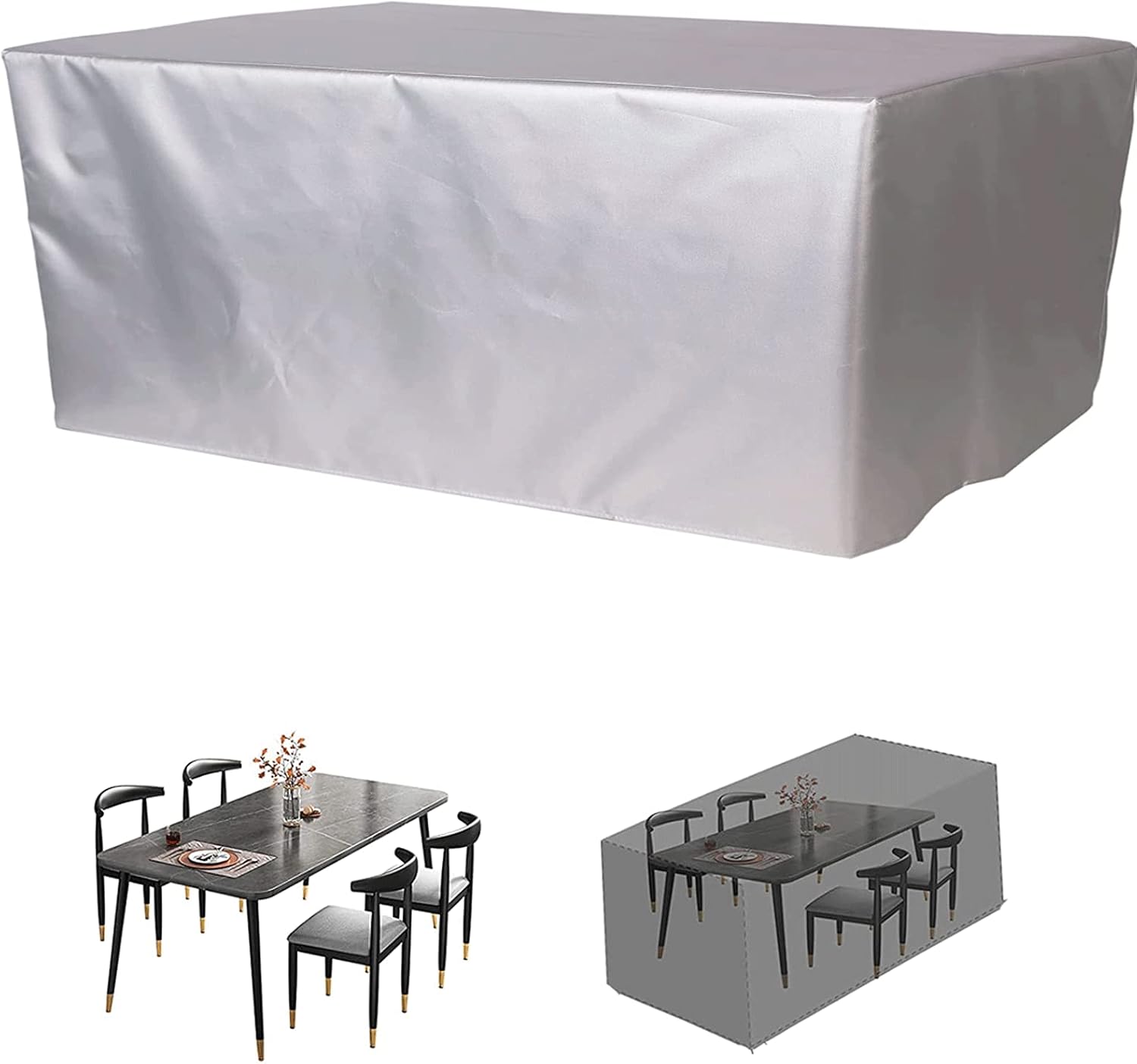 47x47x29 in Waterproof Garden Furniture Covers, 420D Table and Chair Covers Rectangular, Patio Furniture Covers Windproof, for Outdoor Patio Furniture, Drawstring with Hem