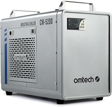 OMTech Industrial 6L CW-5200 Water Chiller for Laser Engraver & Cutter, Water Chiller for CO2 Laser Engraving & Cutting Machine, 0.58hp 3.2 gpm Laser Chiller Water Cooling Machine for Laser Cutter