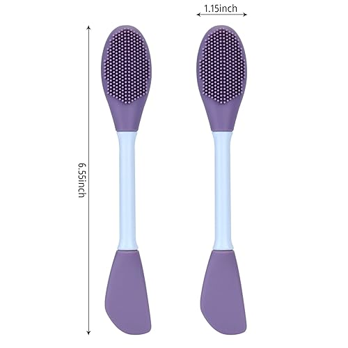 Miniatura 2 de Aplicador de máscara facial de silicona, 2 paquetes de silicona exfoliante de doble extremo, cepillo de belleza suave para mascarillas faciales de