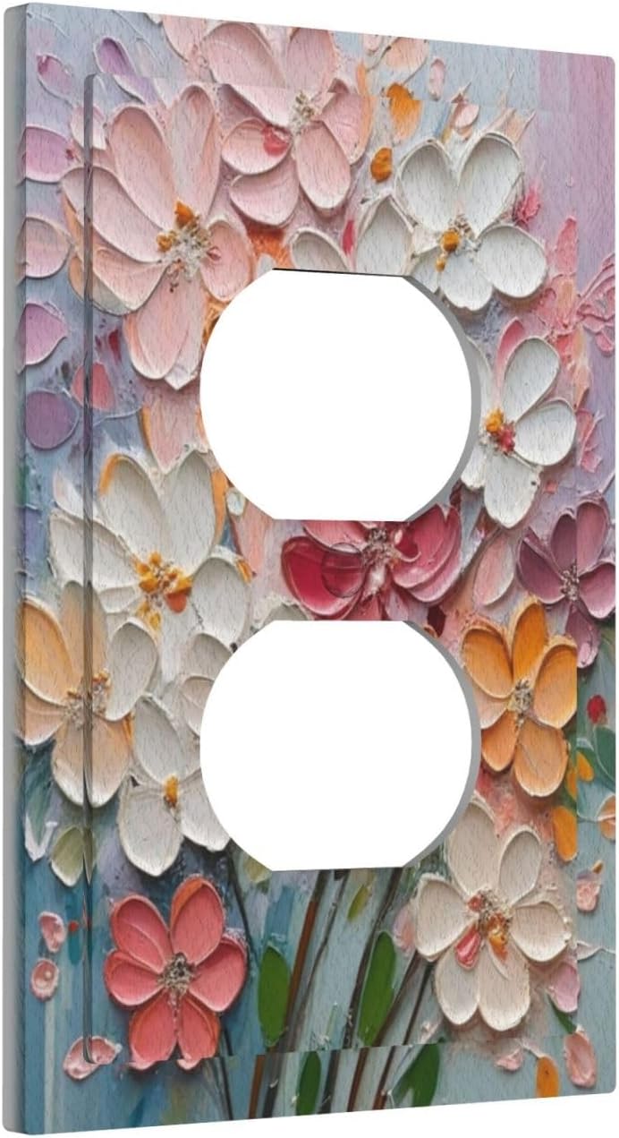Decorative Art Light Switch Covers Pastel Blooms 1 Gang Single Duplex Outlet Wall Plate Switchplate Electrical Faceplate for Home Decor