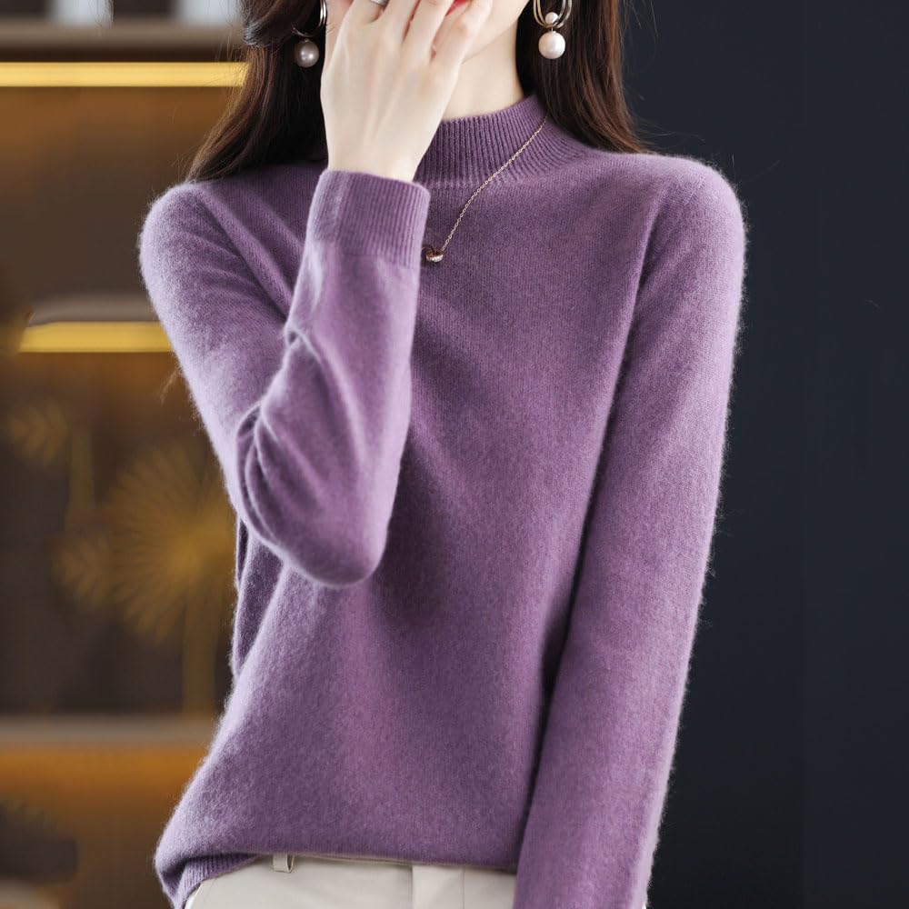 BAWUTZ Sweter kaszmirowy dla kobiet, 100% luźny sweter z golfem, sweter z długim rękawem, sweter z długim rękawem, na jesień i zimę