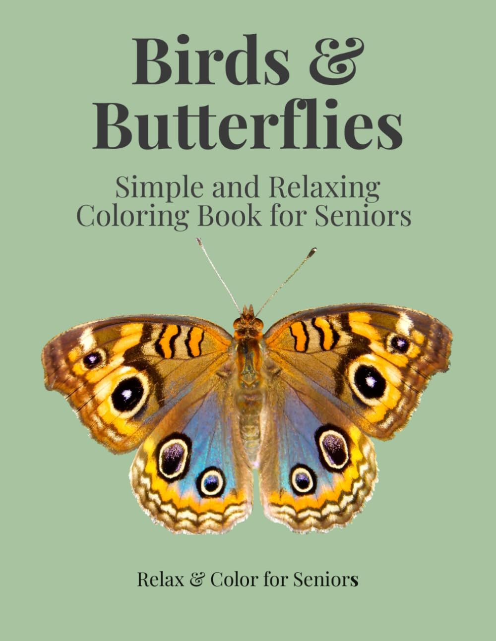 Birds & Butterflies: Simple and Relaxing Coloring Book for Seniors
