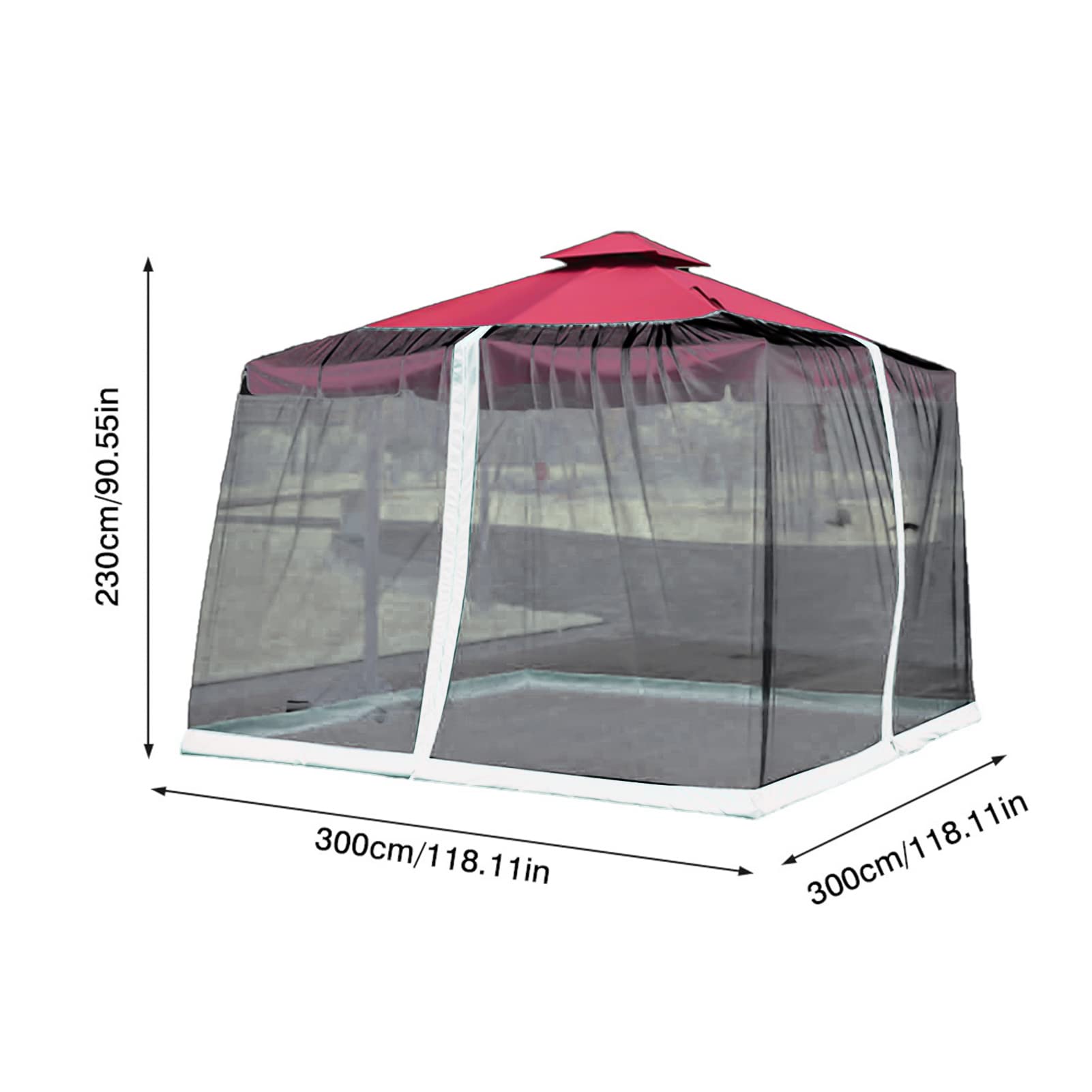 Moskitiera, osłona ekranu parasola 335x230cm siatka parasolowa moskitiera siatka na owady obudowa zewnętrzna Bugs komary Patio siatka piknikowa pokrywa(Black)
