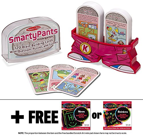 Melissa & Doug Kindergarten Smarty Pants Card Game Set & 1 Scratch Art Mini-Pad Bundle (05071)