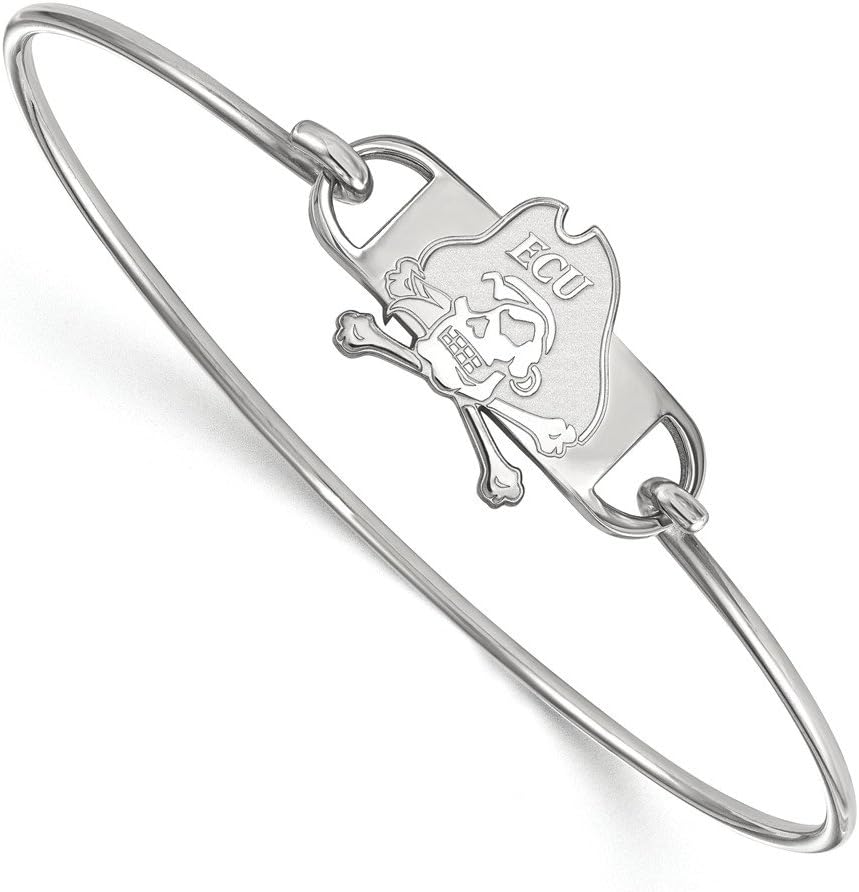 LogoArt Sterling Silver East Carolina University Small Ctr Wire Bangle