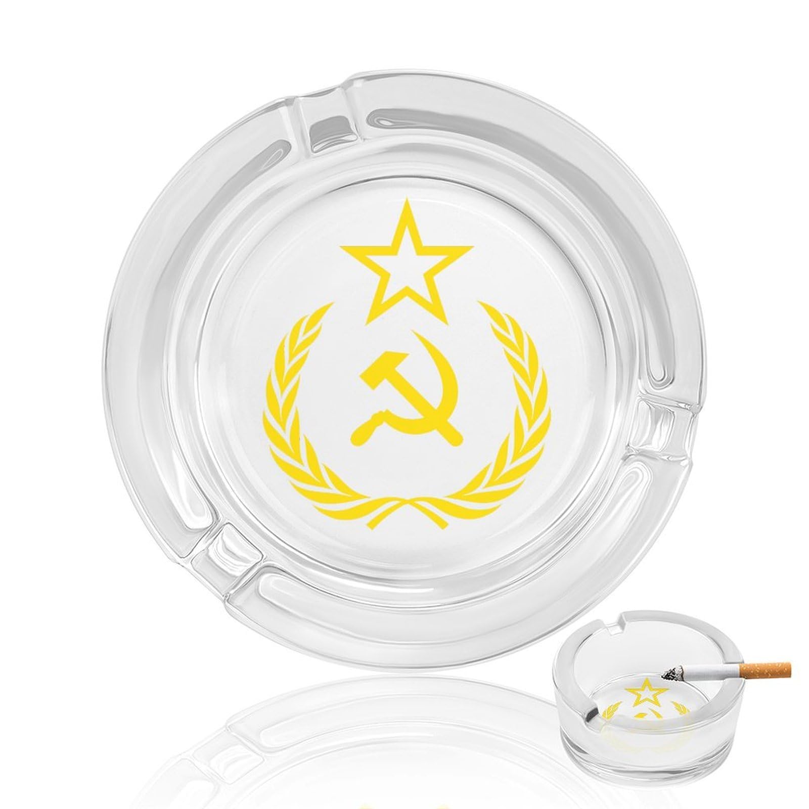 Nclqvjxzkhw Style Ussr Communism Icon Glass Ashtray Round Ash Tray Smoking Trays For Home Garden Outdoor