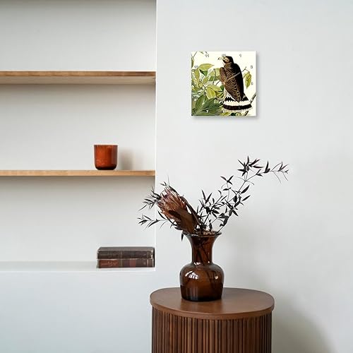 Miniatura 8 de 3dRose Wall Clock Silent - 10 inch - Broad-Winged Hawk Bird of Prey Audubon America Vintage Art Print - Bird Designs