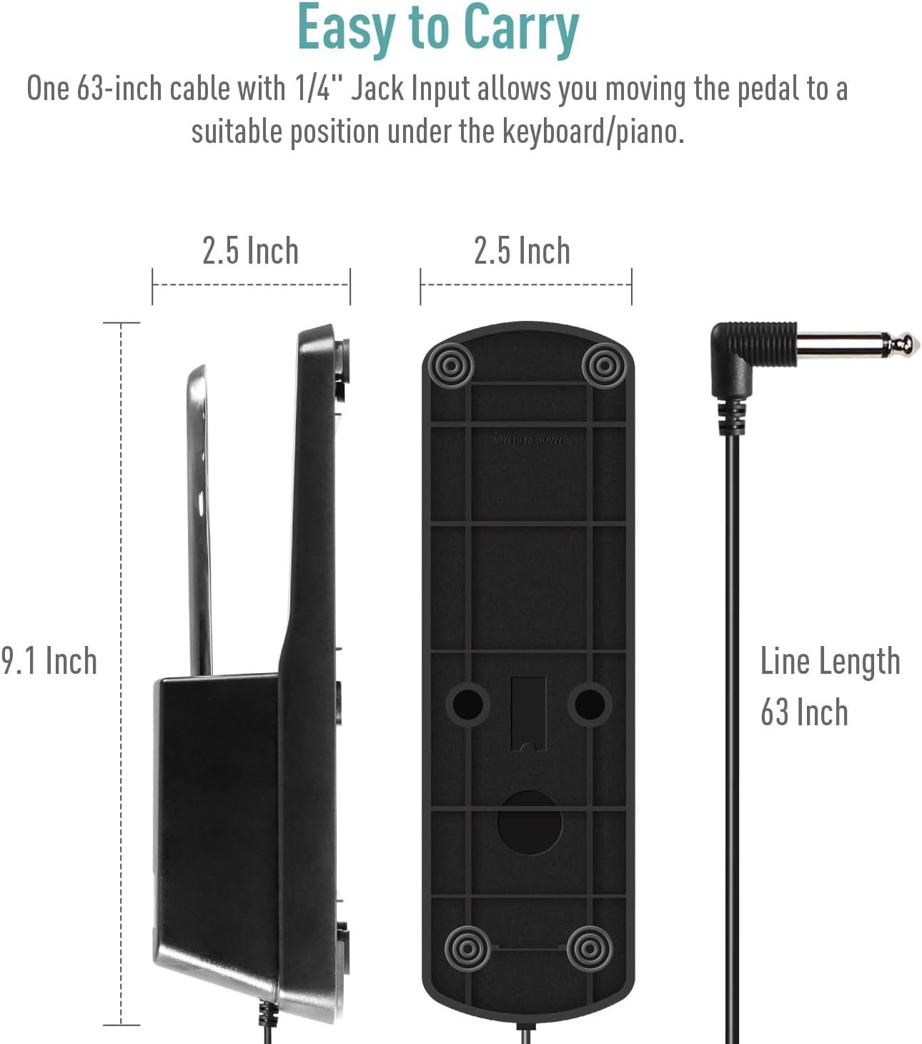 Sustain Pedal Universal with Polarity Switch for Keyboards, Digital Piano, MIDI and Synthesizer thumbnail