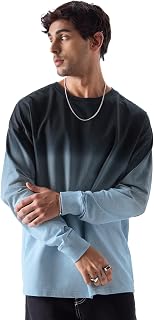 The Souled Store TSS :Midnight Black (Ombre) Mens and Boys Oversize Fit Full Sleeves Cotton T-Shirt (208834) Price In India