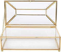 حامل مناديل ورقية مستطيلة الشكل من الزجاج الشفاف أو مناديل الوجه المزخرفة بالمرايا ومنظم تخزين المناديل لخزانة الحمام وغرفة النوم والسيارة والمطعم (9.1 × 4.7 × 4.3 بوصة) (شفاف)