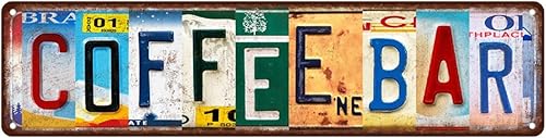 Letreros de metal para barra de café vintage, letreros de calle, decoración de pared para cafetería, 16 x 4 pulgadas