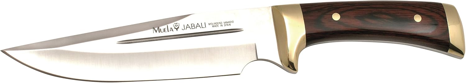 MUELA JABALI-17R Coral Pakkawood Handle Hunting Knife with Leather Sheathath