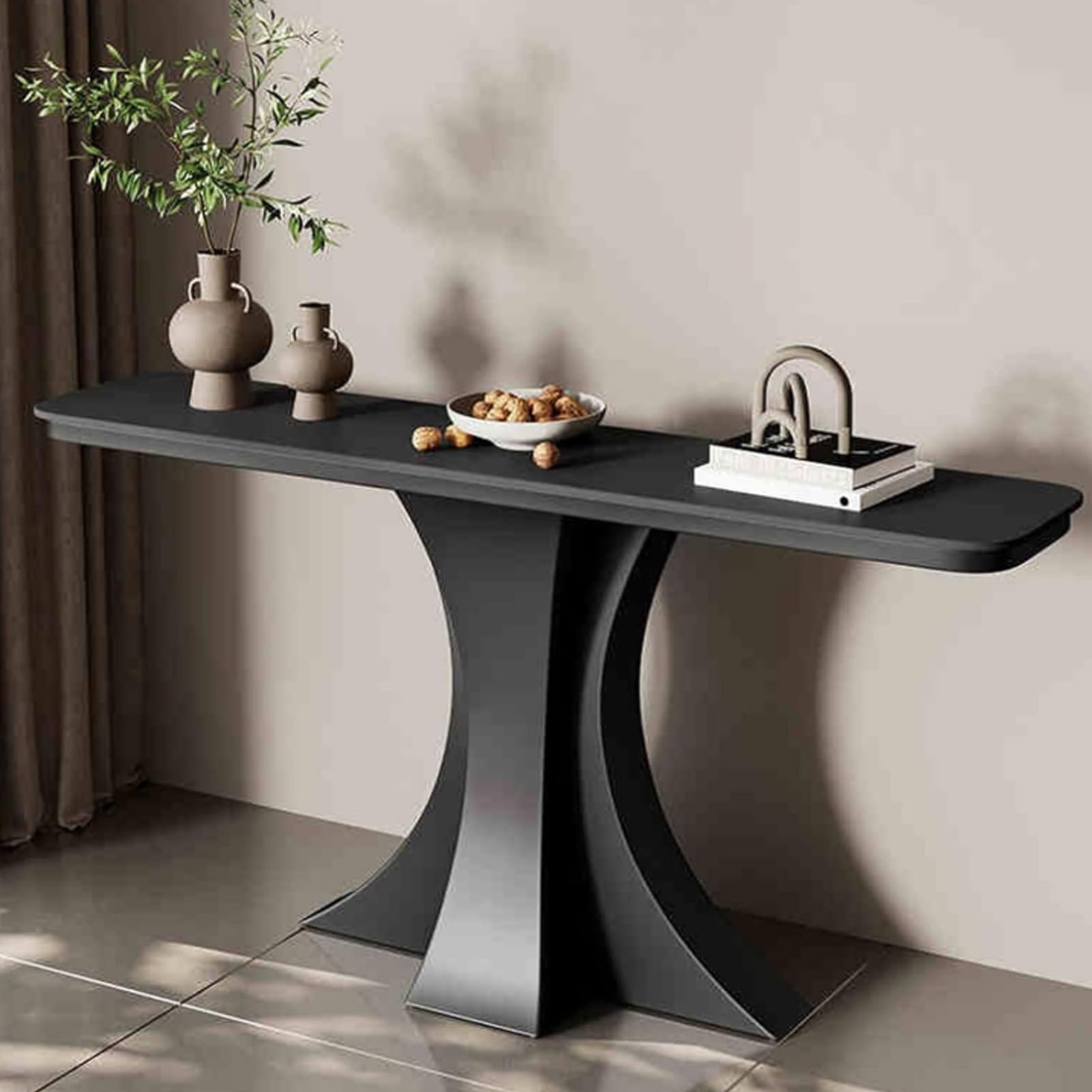 MESCXTY Narrow Console Table, Modern Entryway Sofa with Sturdy Metal Base for Living Room, Hallway, Entrance(Black,80cm/31.5in)