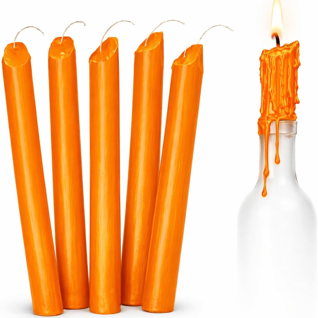Funny Guy Mugs - Orange Drip Candles 6 Pack – Unscented Wax Candle Sticks for Weddings, Parties, Gothic & Halloween Decor – 6.5″ Tall Slow Drip Candles for Wine Bottles & Events