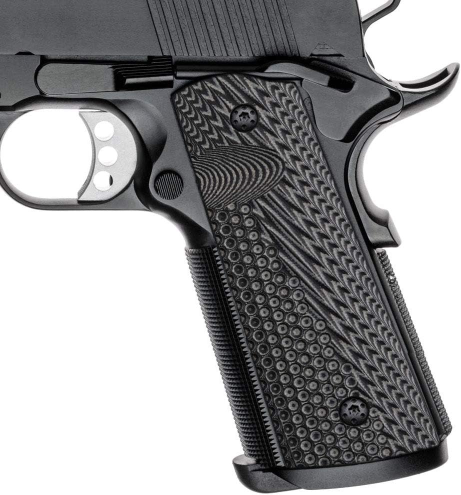 Cool Hand 1911 G10 Grips, Black Screws Included, Most Full Size Government Commander 1911 Pistol, Magwell Cut, Ambi Safety Cut, Mag Release, OPS Texture