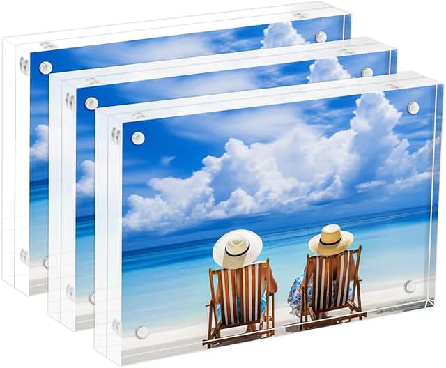 Acrylic Picture Frames 3 Pack,4X6 Double Sided Magnetic Picture Frames, ...