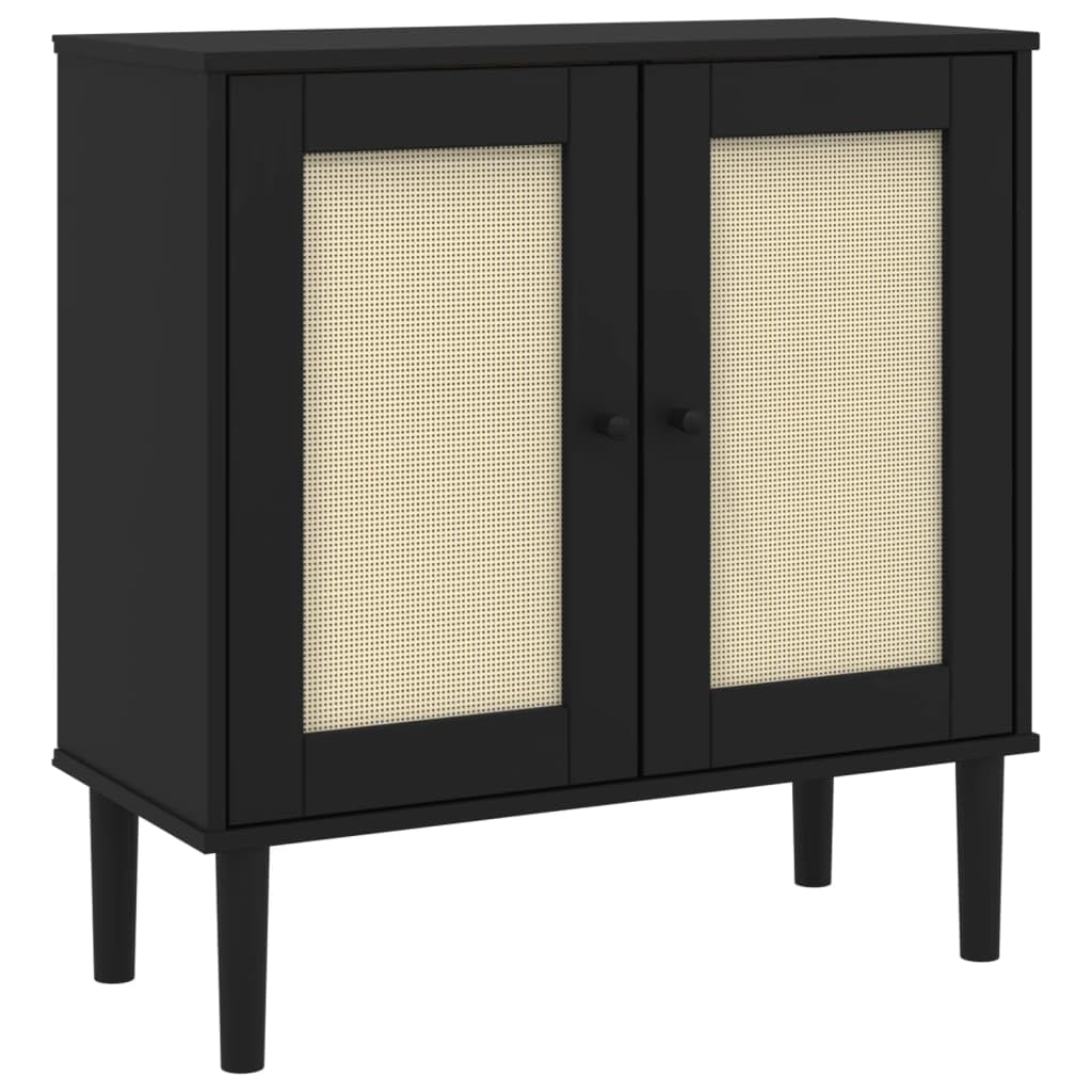 Buffet noir 80 x 35 x 80 cm en pin