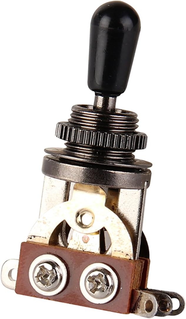 Musiclily 3 Way Short Straight Toggle Switch Pickup Selector for Les Paul/SG Style Electric Guitar, Cosmo Black Top with Black Tip