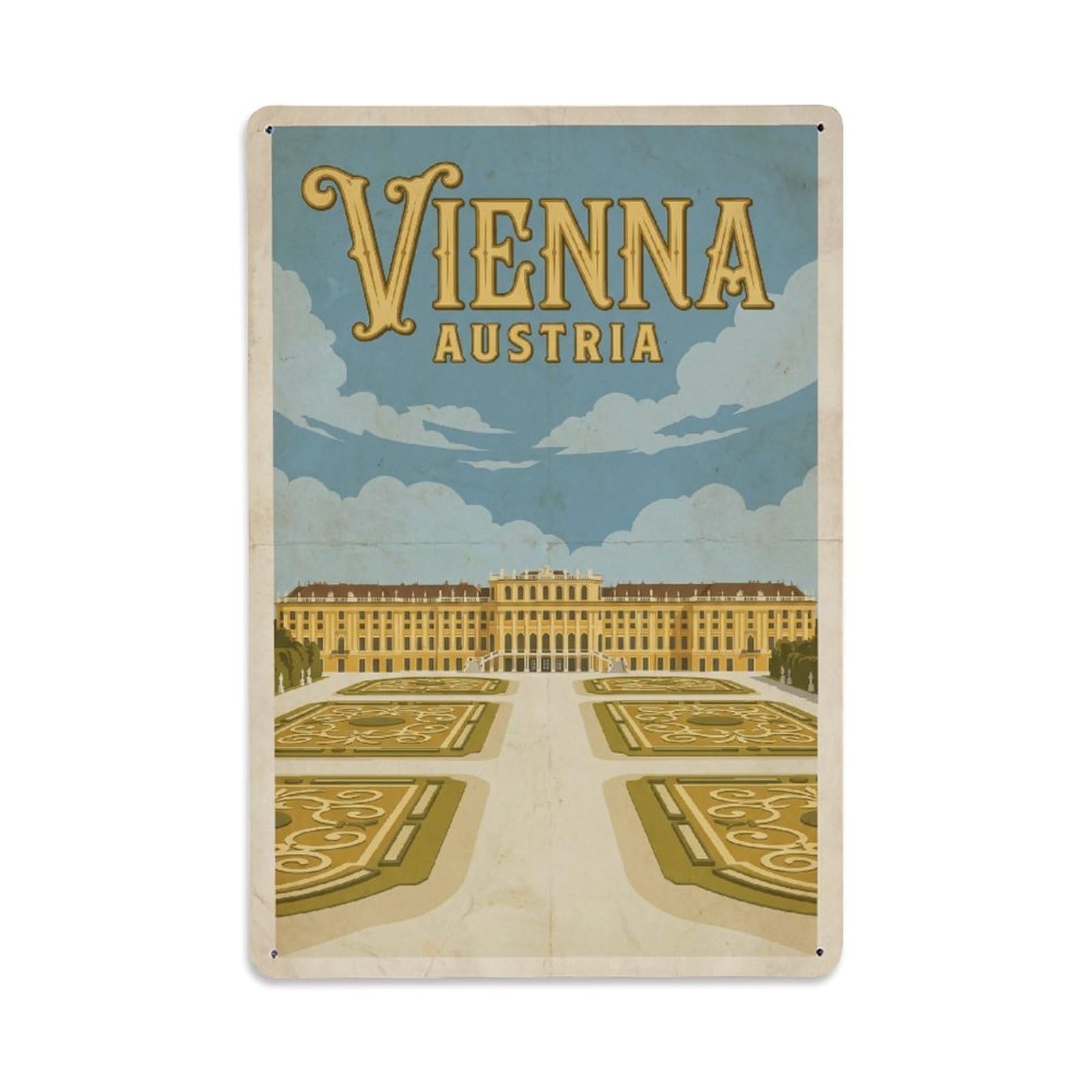 Vintage Travel Austria Vienna Metal Tin Sign