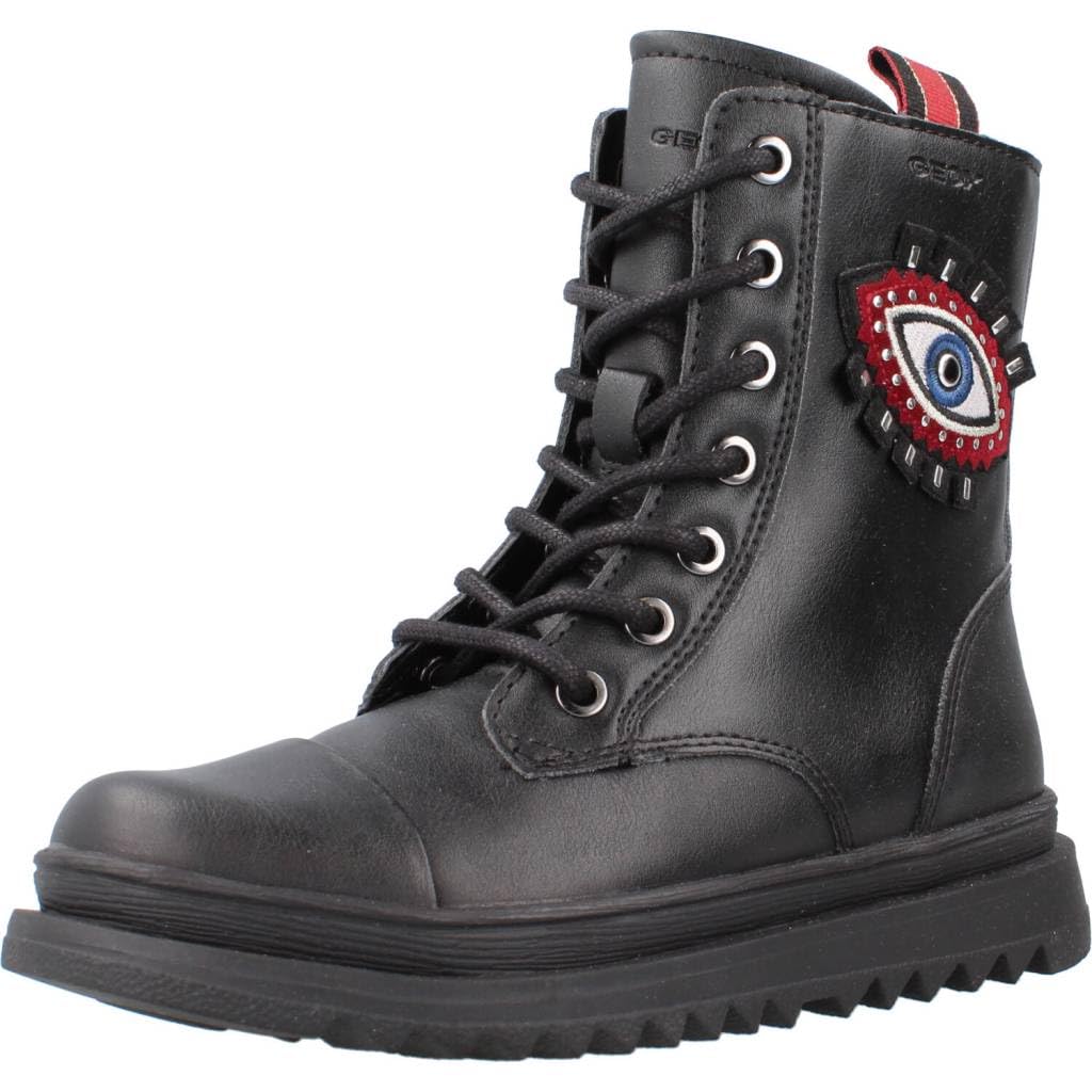 Geox Girl's J Gillyjaw Ankle Boot, Black Dk Red, One Size