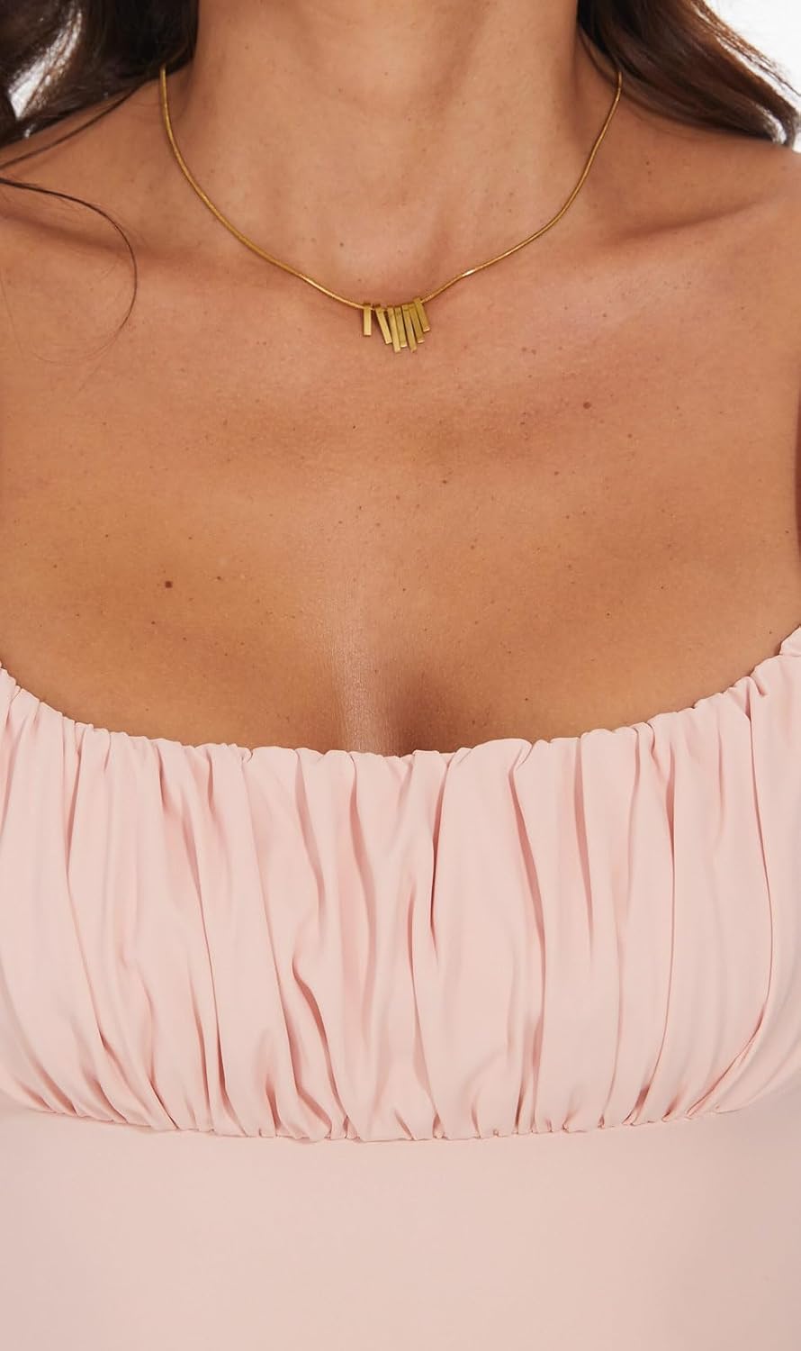 BEJONS Women's Sexy Square Neck Ruched Bodysuit Sleeveless Double Lined Tank Tops - Image 5