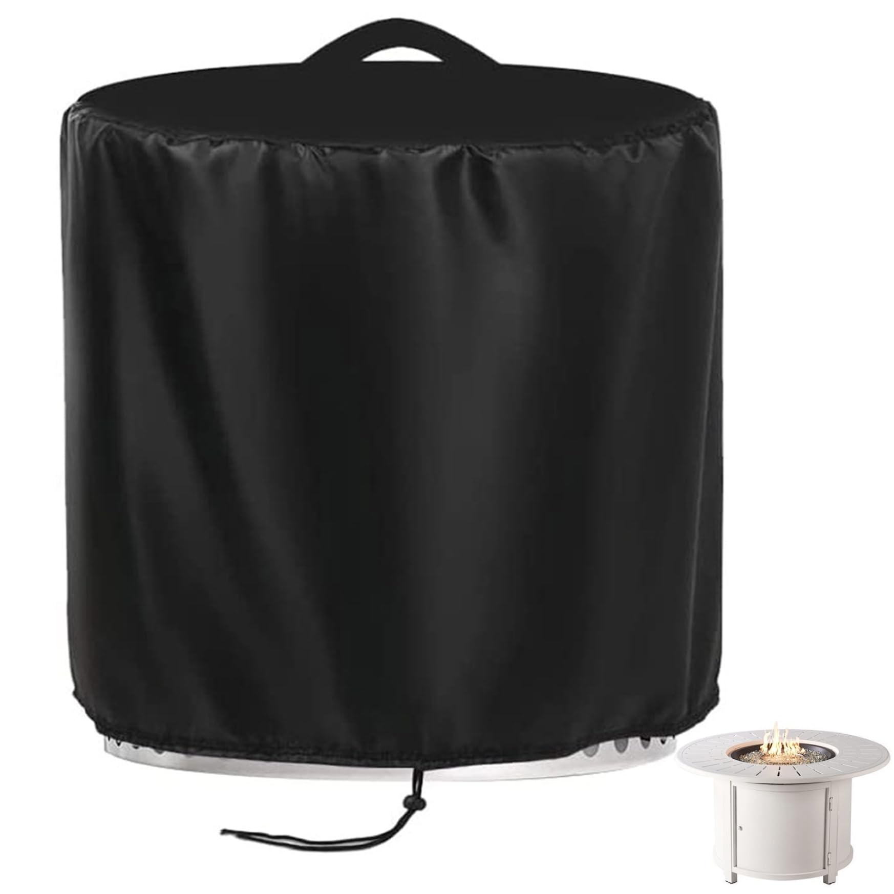 Waterproof Firepit Cover, Windproof & Dustproof Oxford Cloth Portable Round Fire Pit Cover for Outdoor Yard Firepit Covers Waterproof Round