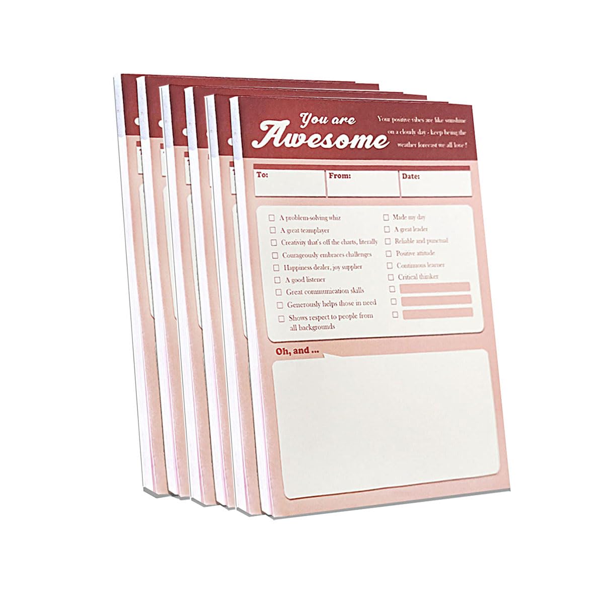 Awesome Kudos for Colleagues | Pack of 6 Note Pads | Recognize Large or Small Contributions, and Inspire Continued Efforts | 4.1" x 6.1" (6, Middle)