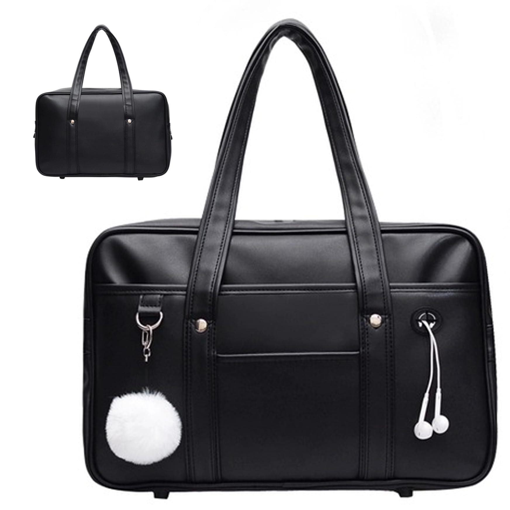 Bolso escolar japonés de gran capacidad en cuero de PU con múltiples bolsillos 8