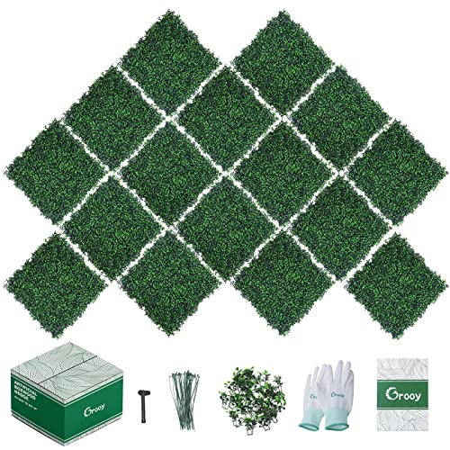 Grooy 16Pcs Boxwood Panels, 10"X10" Grass Wall, Plant Wall, Grass Backdrop Wall, Privacy Screen, Sun Protected Green Wall Decor Outdoor, Indoor, Garden, Backyard And Décor #TOP2