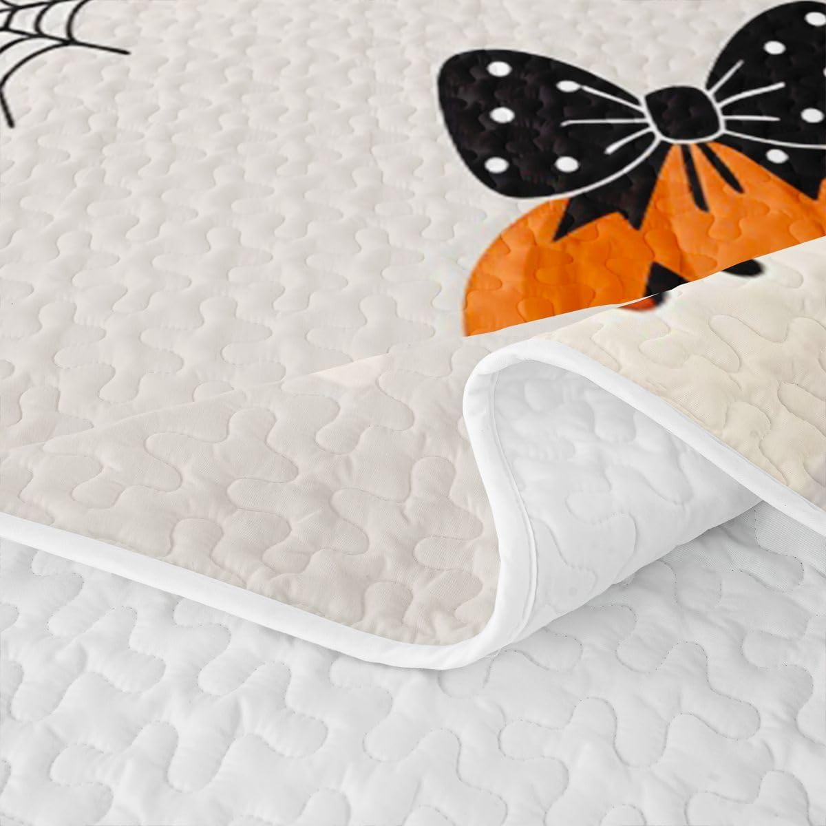 Feelyou Bow Pumpkin Quilt SetGhost Quilted Bedspread Lightweight Coverlet Set QueenSpider Web Bedding Set with Pillowcases for All SeasonHalloween Microfiber Bed Decor