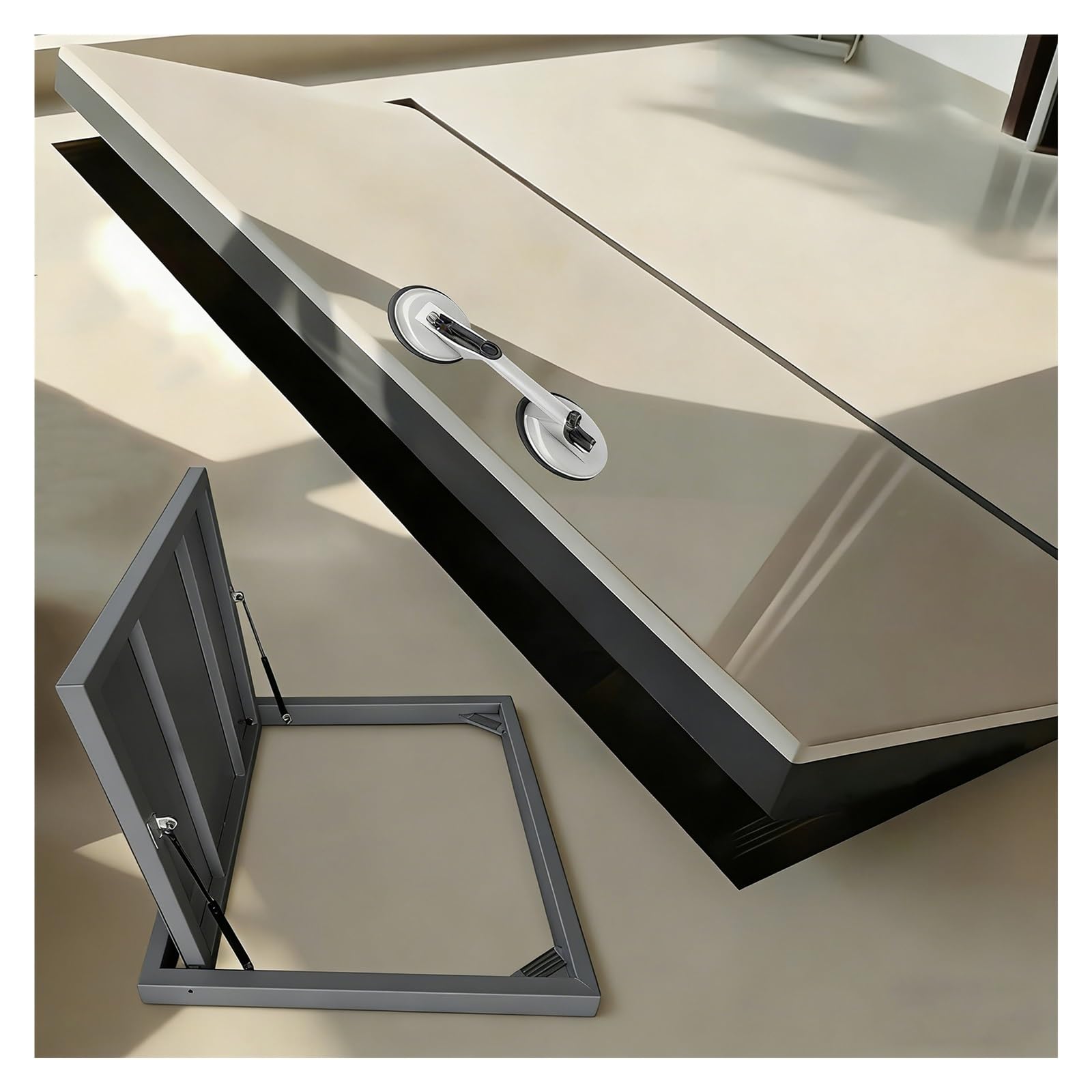 Trappe d'accès de sol carrelable noire 61x66 cm haute résistance