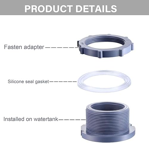Miniatura 4 de 2 piezas de montaje de mamparo de PVC de 1 pulgada1.5 pulgadas, conector de tubo de plástico para barril de lluvia, acuario, mamparo, mamparo,
