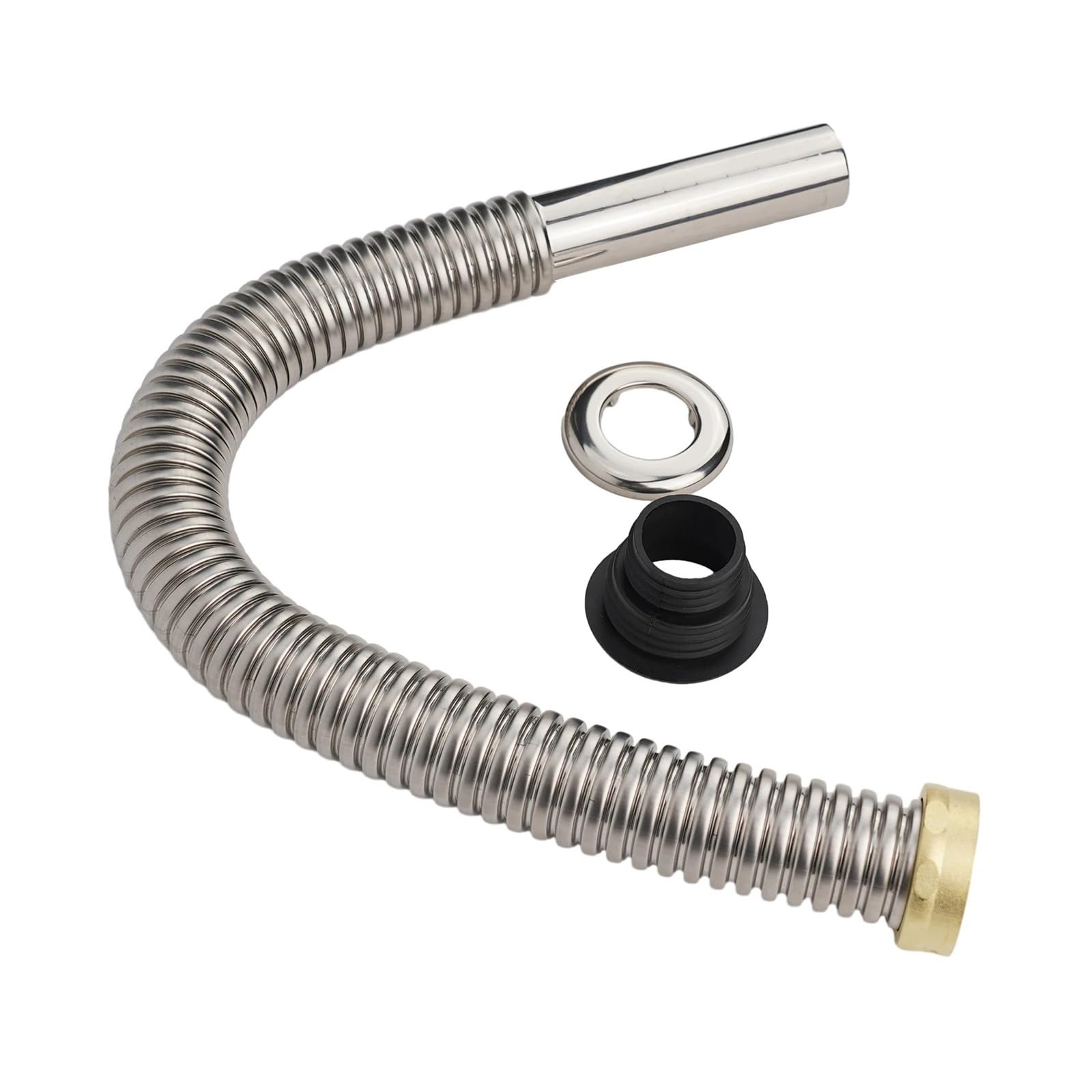 Siphon d'évier en acier inoxydable argenté tube de vidange flexible de 40cm pour cuisine