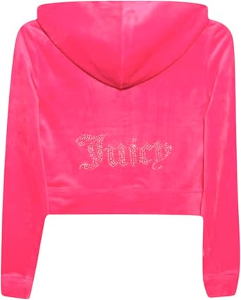 Juicy Couture Womens Plus Size Bling Velour Hoodie