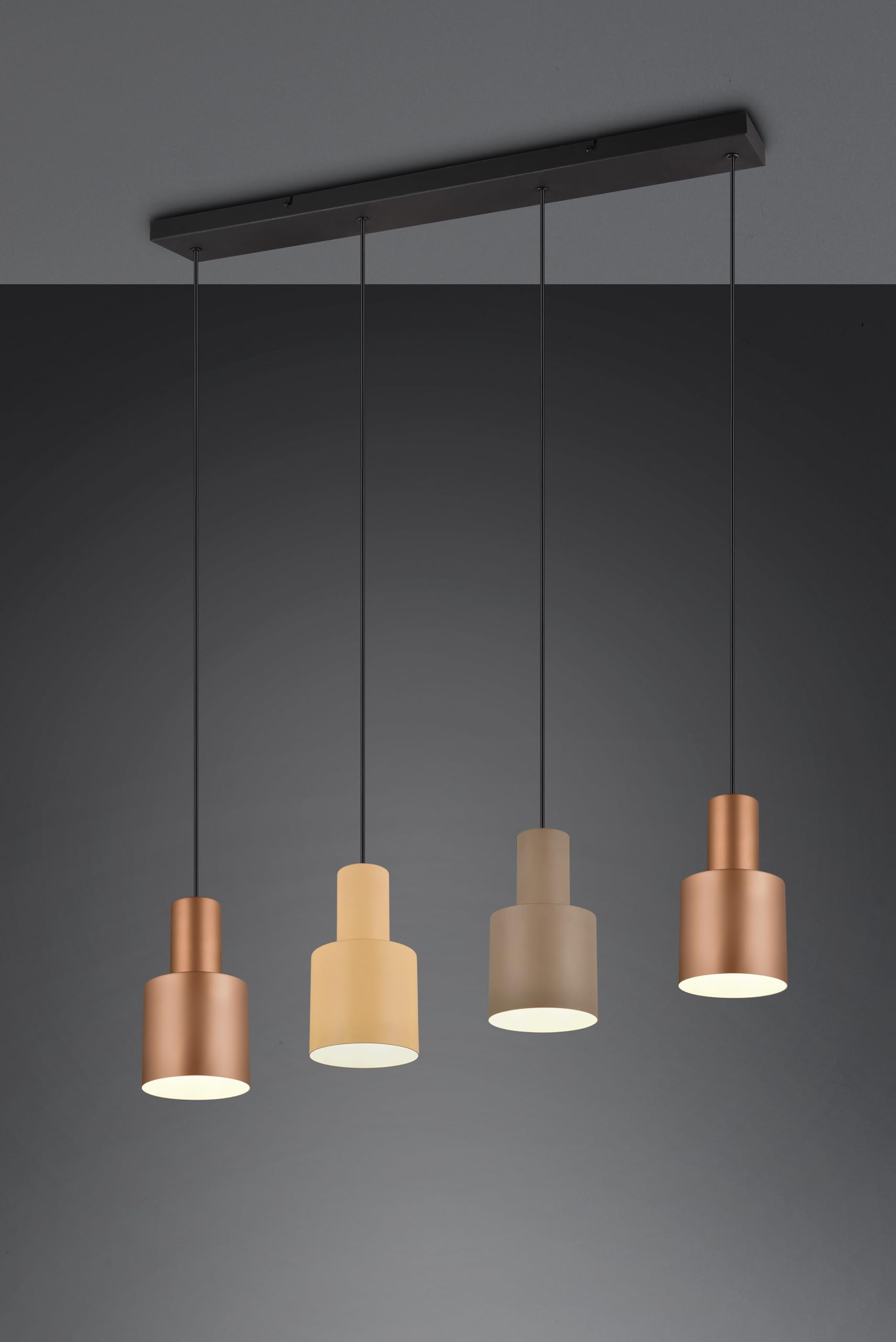 TRIO SUSPENSION AGUDO 319400417, MÉTAL NOIR MAT, ABAT-JOUR MÉTAL CAFÉ TRIO SUSPENSION AGUDO 319400417, MÉTAL NOIR MAT, ABAT-JOUR MÉTAL CAFÉ