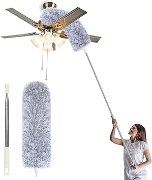 UB Unity Brand Microfiber Feather Duster Bendable & Extendable Fan Cleaning Mop with Long Rod100 inches Expandable Pole Handle Washable Duster for High Ceiling Fans,Window Blinds, Furniture (XL) - image, photos