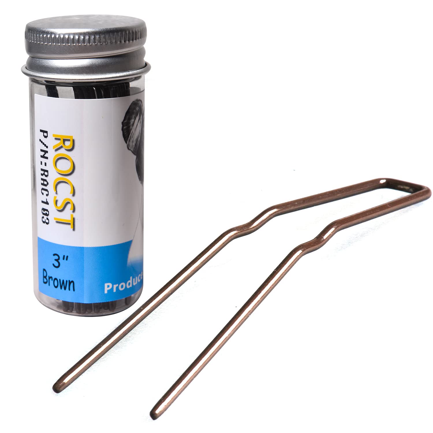 ROCST Ballet Bun Hairpins - Durable U-Shaped Bobby Pins for Dancers, 12pcs Spring Steel Mirror Finish Clips (2.5-3 Inch)