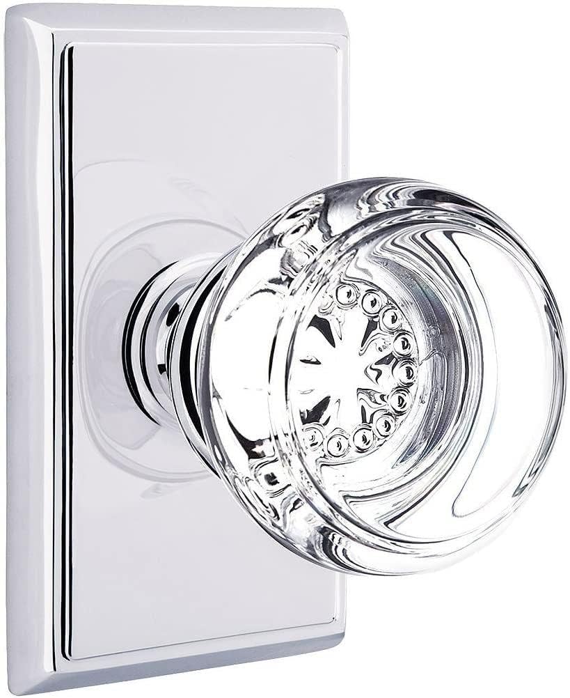 Providence Door Set with Georgetown Crystal Knobs Passage in Antique Brass