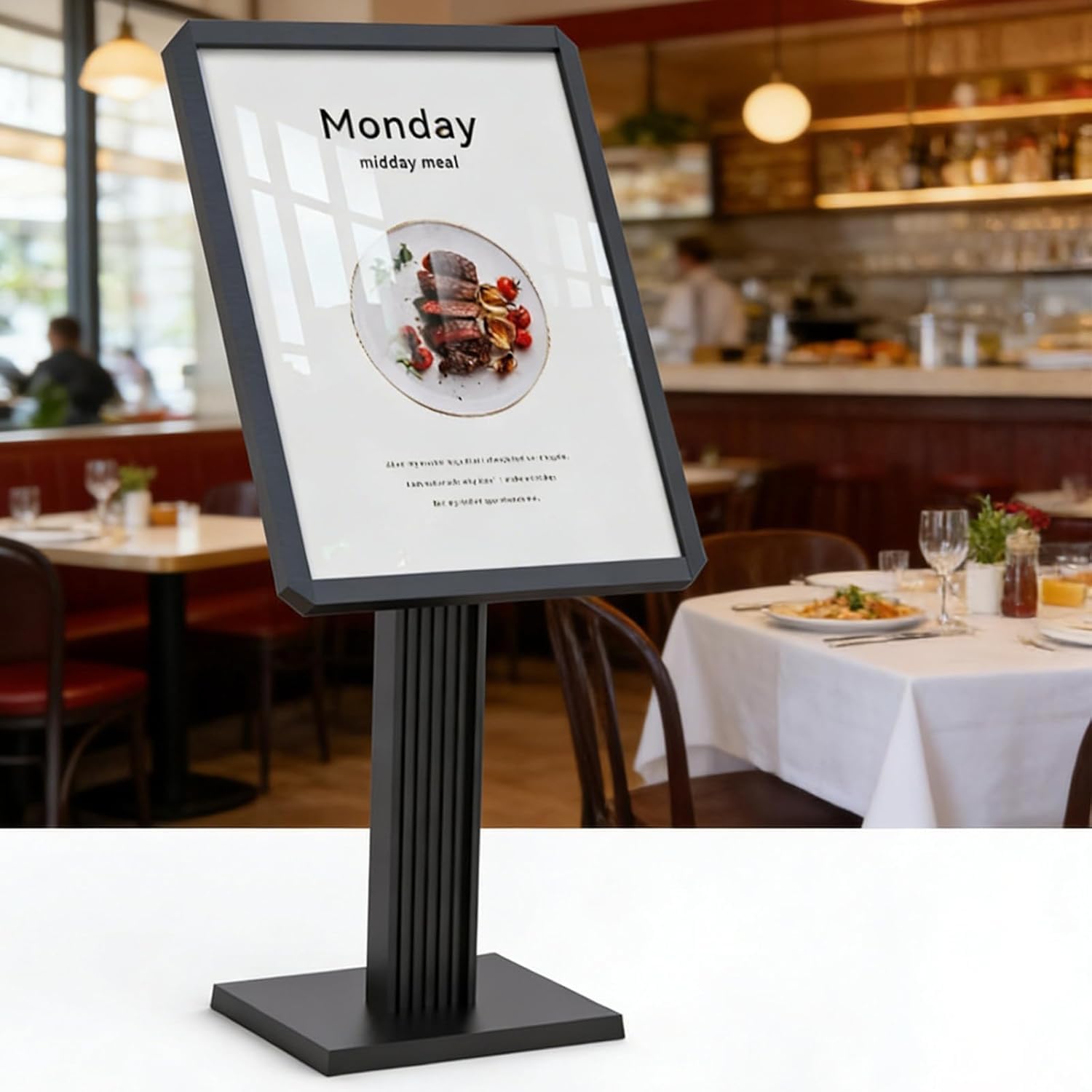 HajMyrdonyx Heavy Duty Pedestal Sign Stand Horizontal/Vertical Adjustable, Menu Poster Message Advertisement Display Holder, Large Horizontal Menu Display Stand with Weighted Base Black-50 * 70cm