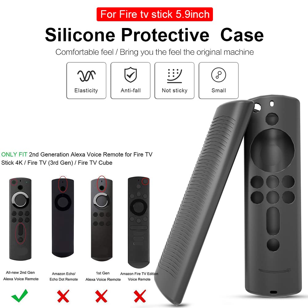 Funda Protectora de Silicona Brillante para TV Stick 4K / TV (3.ª generación) / TV Cube de 5,9 Pulgadas Reemplazo del Control Remoto por Voz para Evitar